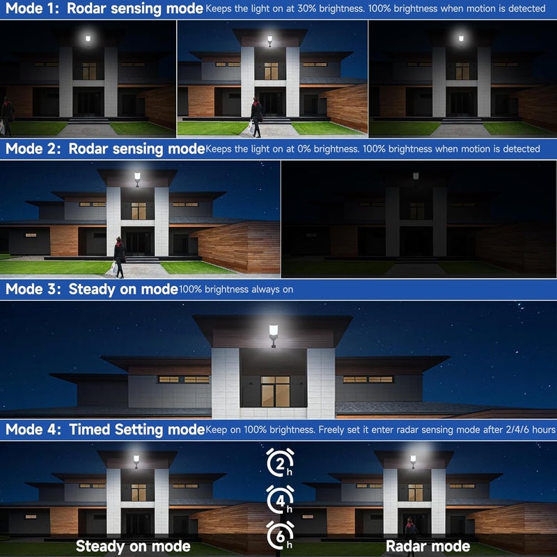 TFKK Solar Street Lights Outdoor, Waterproof Motion Sensor Solar Lights with Remote Control, 6500K Dusk to Dawn Parking Lot Flood Light for Outside Garage Yard, 6 Pack - Image 3